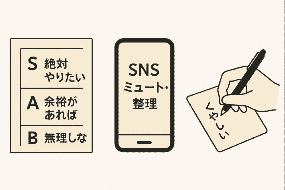 推し活で散財を防ぐための優先順位整理と感情メモの実践イメージ