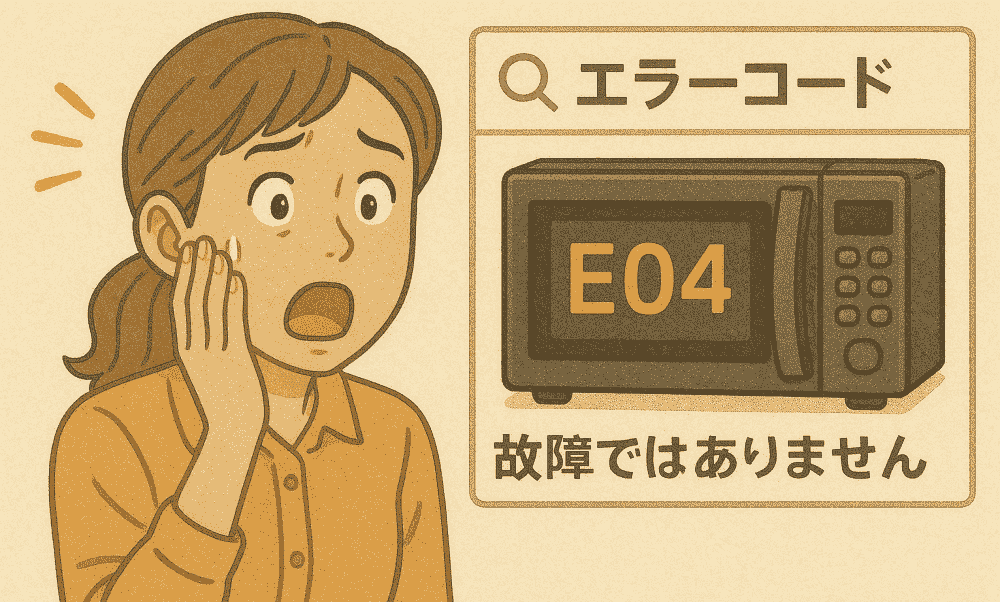 E04エラーを誤解し3万円の電子レンジを買い替えた40歳女性のイラスト