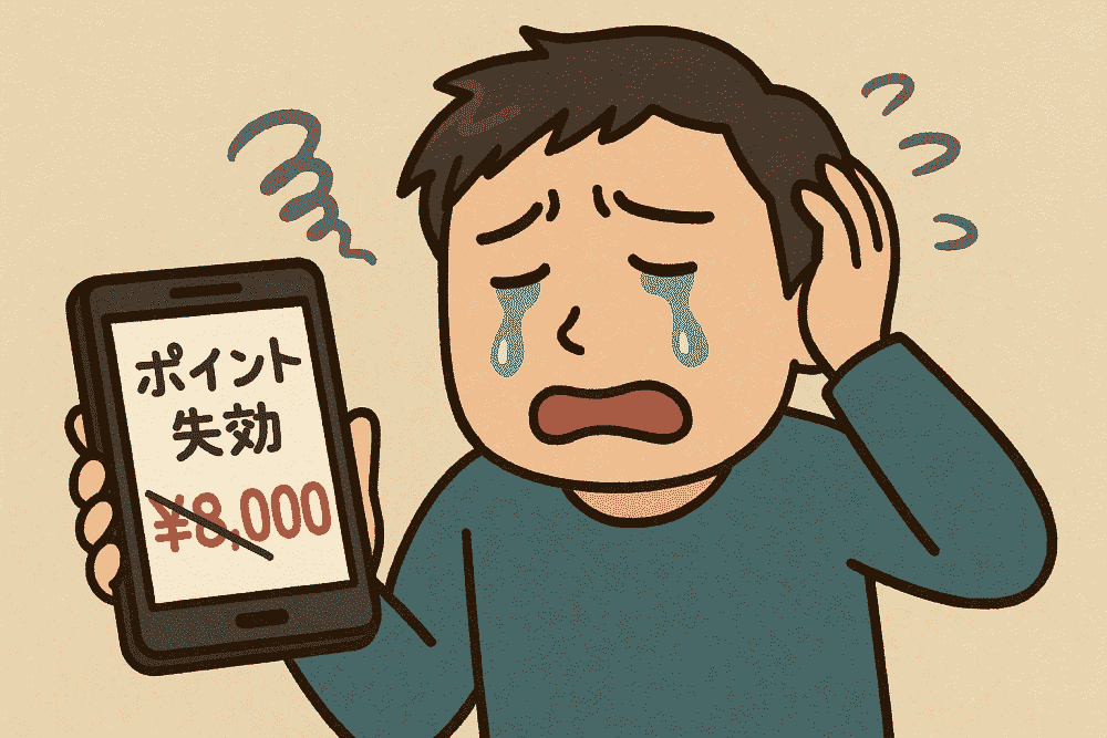 ポイント期限切れで8000円を失った31歳男性のイラスト